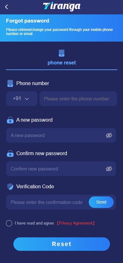 Tiranga Login Password